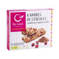 Barres de céréales cranberry et graines de lin BIO | 6 sachets | 125g