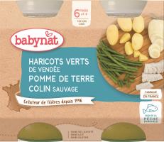 Petits pots Menu haricots verts et colin sauvage Babybio BIO | dès 6 mois | 2x200g