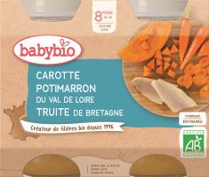 Petits pots Menu carotte, potimarron et truite Babybio BIO | dès 8 mois | 2x200g