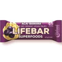Barre énergétique superfruits crue  açai et banan BIO | Raw Lifebar Superfoods | 47g